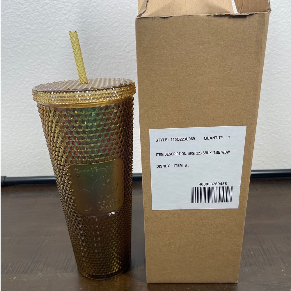 Starbucks Disney World 50th Anniversary Gold Studded Venti Tumbler 24oz
